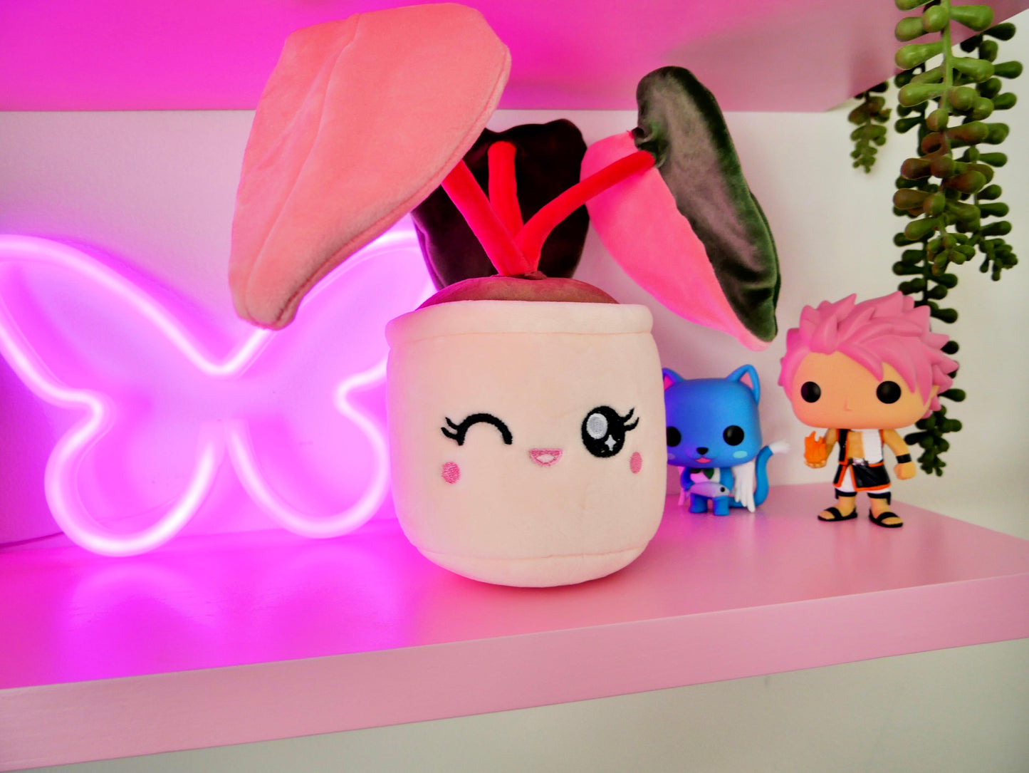 Pink Plant Plushie l Plush Plants l Kawaii Desk Decor l Gamer Room Decor l Cozy Gamer Plushie - SimpleCreationzCo